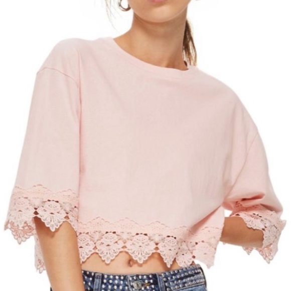 Top shop boxy lace trim top - Picture 1 of 5